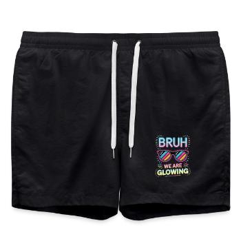 Bruh We Are Glowing Retro Sunglasses - Swim Trunks - black - Front - AI Model Male 185 light (185cm)
