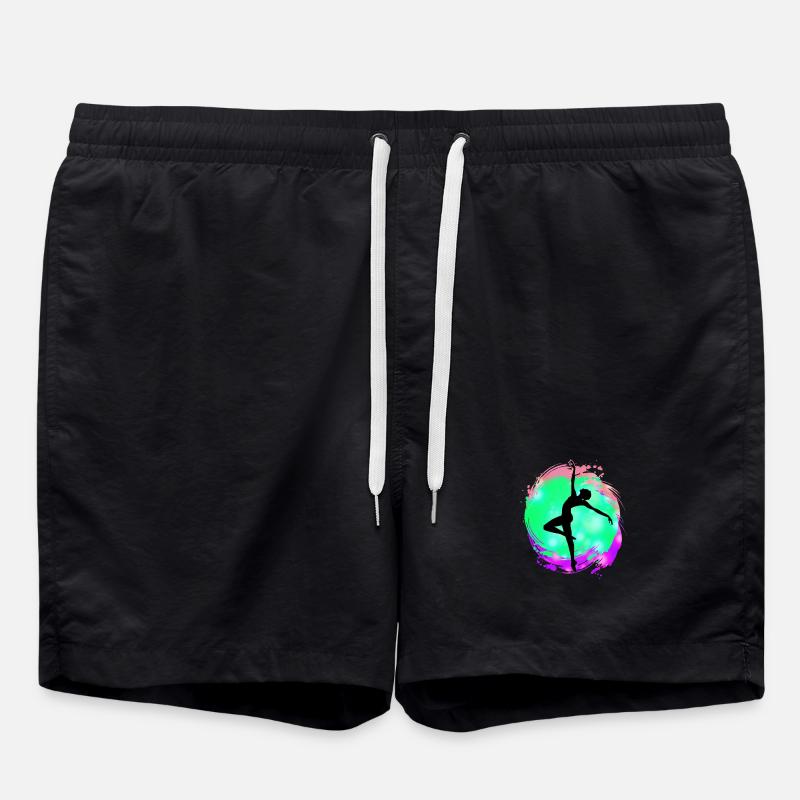 Dancer Silhouette Neon Splash - Swim Trunks - black