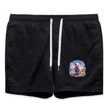 Schweine Schwein - Badeshorts - Schwarz - Vorne - AI Model Male 185 light (185cm)