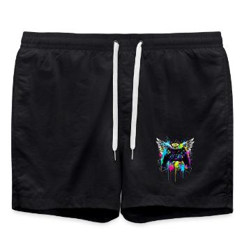 Gaming Controller Flügel Streetart Farbspritzer - Badeshorts - Schwarz - Vorne - AI Model Male 185 light (185cm)
