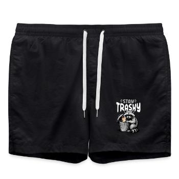 Funny Raccoon - Swim Trunks - black - Front - AI Model Male 185 light (185cm)