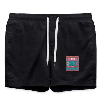 Festive Name Lisa Ugly Chrismas Style, Xmas  - Swim Trunks - black - Front - AI Model Male 185 light (185cm)