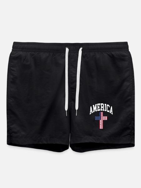 America Cross Flag - Swim Trunks - black
