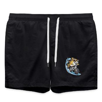 Fish on bike with sunglasses - Swim Trunks - black - Front - AI Model Male 185 light (185cm)