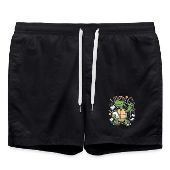 Learning turtle with glasses - Swim Trunks - black - Front - AI Model Male 185 light (185cm)