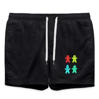 Noël en pain d’épices du Père Noël - Short de bain - noir - Devant - AI Model Male 185 light (185cm)