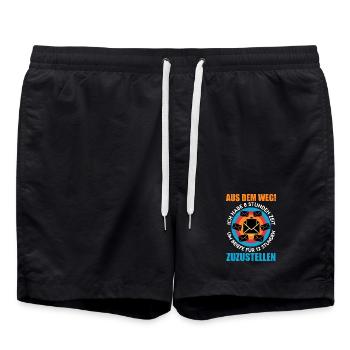 Postbote AUS DEM WEG HABE 8 STUNDEN ZEIT Lustig - Badeshorts - Schwarz - Vorne - AI Model Male 185 light (185cm)