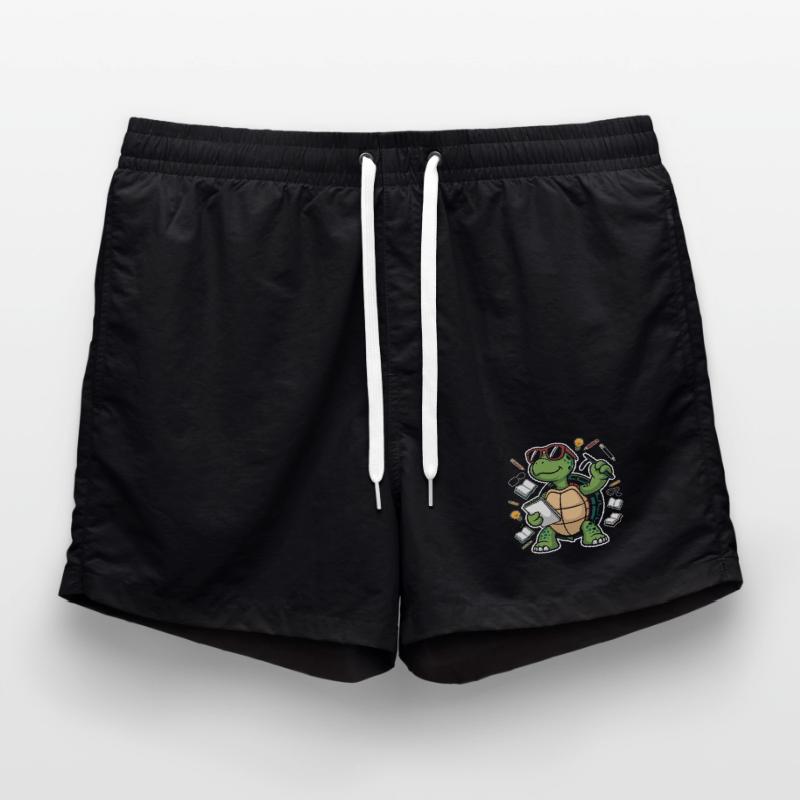 Learning turtle with pen Swim Trunks