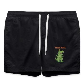 Tree Rex Funny Christmas Family Holiday Design - Badeshorts - Schwarz - Vorne - AI Model Male 185 light (185cm)