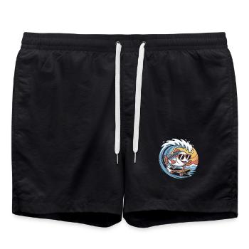 Poisson surfeur avec des lunettes de soleil - Short de bain - noir - Devant - AI Model Male 185 light (185cm)