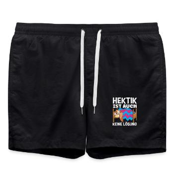 Lustiges Faultier Keine Motivation Spruch - Badeshorts - Schwarz - Vorne - AI Model Male 185 light (185cm)