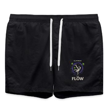 Anime Dance Streetwear Manga Hip Hop Otaku Crew - Swim Trunks - black - Front - AI Model Male 185 light (185cm)