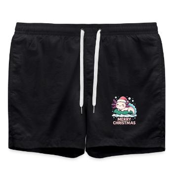 Netter Axolotl Frohe Weihnachten - Badeshorts - Schwarz - Vorne - AI Model Male 185 light (185cm)