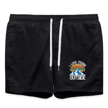 Ich liebe es, draußen beim Camping zu pinkeln, wandern - Badeshorts - Schwarz - Vorne - AI Model Male 185 light (185cm)
