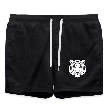 Tiger_Raubkatze_Wild_Tier_Vector Tiger Kopf - Badeshorts - Schwarz - Vorne - AI Model Male 185 light (185cm)