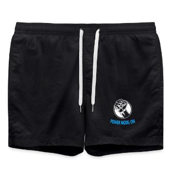 Power Mode: ON – Strong Fist Graphic - Swim Trunks - black - Front - AI Model Male 185 light (185cm)
