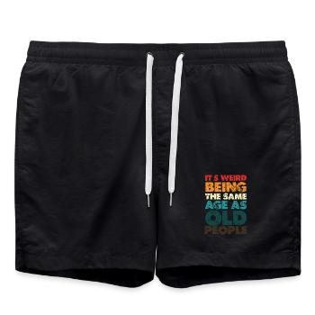 Seltsam gleich alt wie alte Leute - Badeshorts - Schwarz - Vorne - AI Model Male 185 light (185cm)