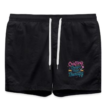 Crafting ist billiger als Therapie - Badeshorts - Schwarz - Vorne - AI Model Male 185 light (185cm)