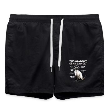 Siamkatzen T | Siamkatze Katzen Siam Katzen - Badeshorts - Schwarz - Vorne - AI Model Male 185 light (185cm)