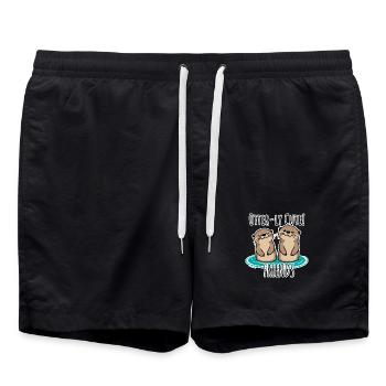 Loutresse mignonne ! Un texte d’amitié amusant pour BFF - Short de bain - noir - Devant - AI Model Male 185 light (185cm)