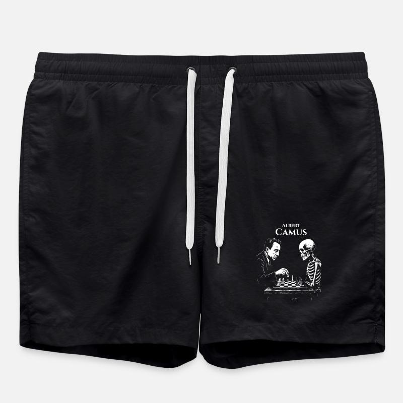 Albert Camus existenzielles Schachduell - Badeshorts - Schwarz