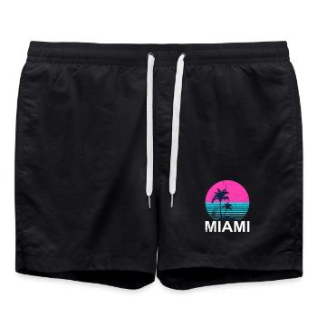 Miami Neon Palmen Sonnenuntergang - Badeshorts - Schwarz - Vorne - AI Model Male 185 light (185cm)