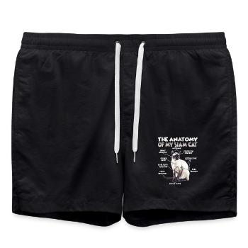 Siamkatzen T | Siam Katze-Katzen Stubentiger - Badeshorts - Schwarz - Vorne - AI Model Male 185 light (185cm)
