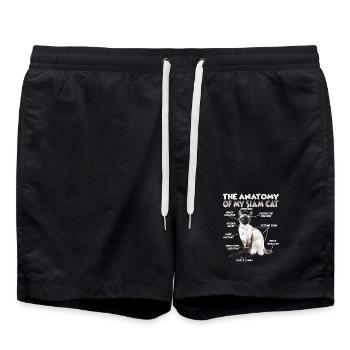 Idée de cadeau pour un propriétaire de chat pour chats siamois - Short de bain - noir - Devant - AI Model Male 185 light (185cm)