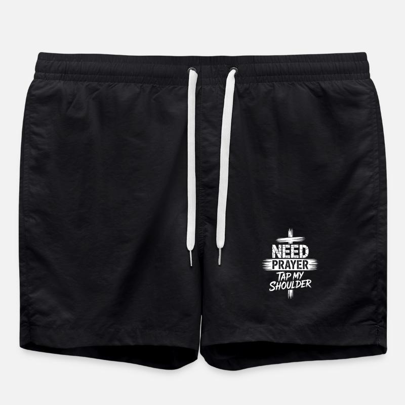 Need Prayer Tap My Shoulder - Swim Trunks - black
