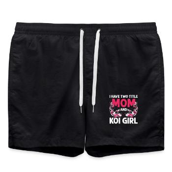 J’ai deux titres : Maman et Koi Girl Fish Humour - Short de bain - noir - Devant - AI Model Male 185 light (185cm)
