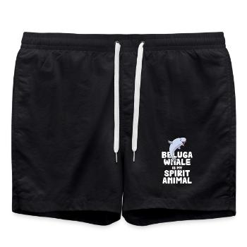 Beluga Spirit Animal Print - Swim Trunks - black - Front - AI Model Male 185 light (185cm)