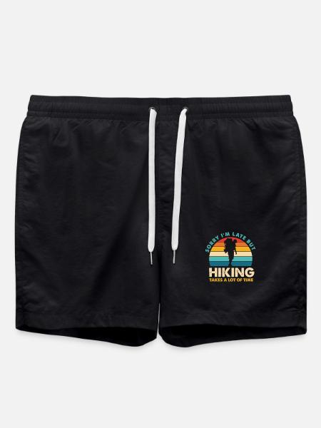 Hiking saying: Sorry, I'm late - Swim Trunks - black
