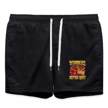 Gewinner geben niemals auf, lustiges Glücksspiel-Casino-Zitat - Badeshorts - Schwarz - Vorne - AI Model Male 185 light (185cm)