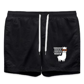 Januar Geburtstag Alpaka Spruch Lustig - Badeshorts - Schwarz - Vorne - AI Model Male 185 light (185cm)