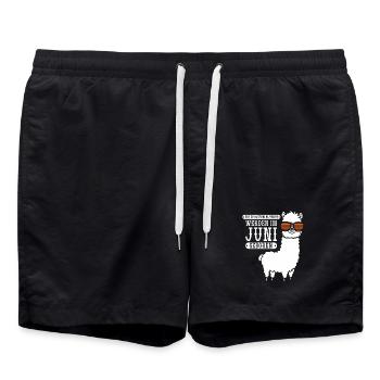 Juni Geburtstag Alpaka Spruch Lustig - Badeshorts - Schwarz - Vorne - AI Model Male 185 light (185cm)
