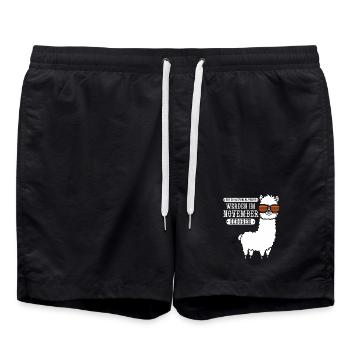 November Geburtstag Alpaka Spruch Lustig - Badeshorts - Schwarz - Vorne - AI Model Male 185 light (185cm)