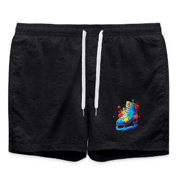 Patin à Glace Splash Art - Design Sports d’Hiver - Badeshorts - Schwarz - Vorne - AI Model Male 185 light (185cm)