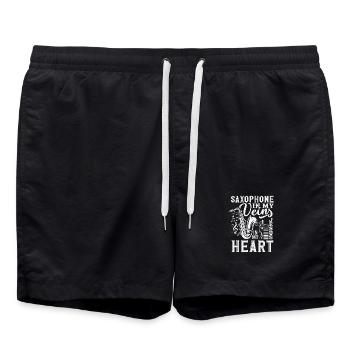 Saxophone In My Veins Heart Saxophone Player - Swim Trunks - black - Front - AI Model Male 185 light (185cm)