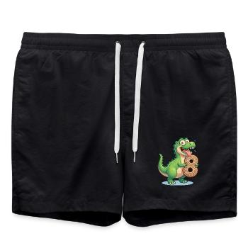 Dino 8 anniversaires cadeau drôle et mignon pour enfants 8 ans - Short de bain - noir - Devant - AI Model Male 185 light (185cm)