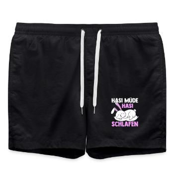 Shlafshirt Hase Hasi Müde Hasi Schlafen - Badeshorts - Schwarz - Vorne - AI Model Male 185 light (185cm)