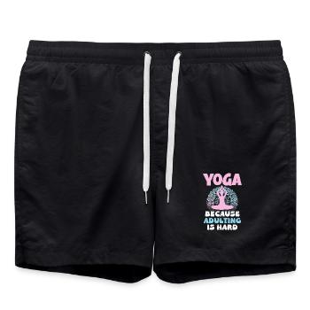 Yoga because adulthood is hard - Swim Trunks - black - Front - AI Model Male 185 light (185cm)