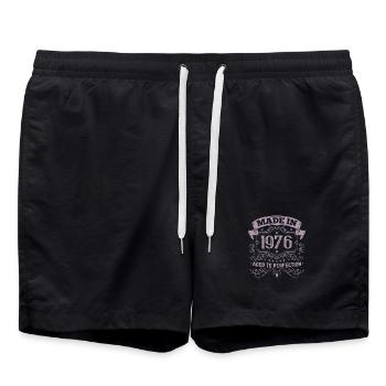 Made in 1976 – Aged to Perfection - Swim Trunks - black - Front - AI Model Male 185 light (185cm)
