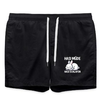 Shlafshirt Hase Hasi Müde Hasi Schlafen - Badeshorts - Schwarz - Vorne - AI Model Male 185 light (185cm)
