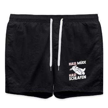 Shlafshirt Hase Hasi Müde Hasi Schlafen - Badeshorts - Schwarz - Vorne - AI Model Male 185 light (185cm)