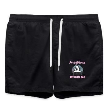 Inner Balance Yoga Motif - Swim Trunks - black - Front - AI Model Male 185 light (185cm)