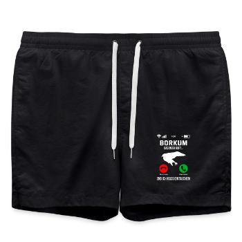 Nordsee BORKUM DAS MEER RUFT ICH MUSS EINTAUCHEN - Badeshorts - Schwarz - Vorne - AI Model Male 185 light (185cm)