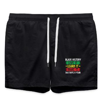 Black History Live It Learn It Make It - African - Swim Trunks - black - Front - AI Model Male 185 light (185cm)