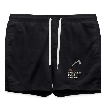 Women's Axe Throwing Gift I Slots - Swim Trunks - black - Front - AI Model Male 185 light (185cm)