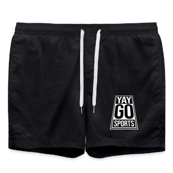 Yay Go Sports Sarkastisch Lustig Anti Sport Humor - Badeshorts - Schwarz - Vorne - AI Model Male 185 light (185cm)