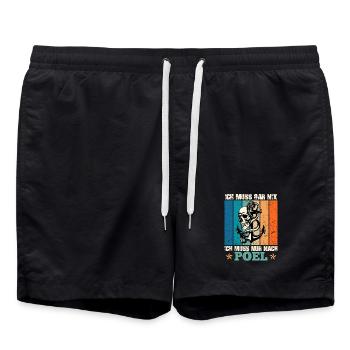 Baltic Sea DOESN'T HAVE TO DO ANYTHING JUST HAS TO GO TO POEL Lustig - Swim Trunks - black - Front - AI Model Male 185 light (185cm)